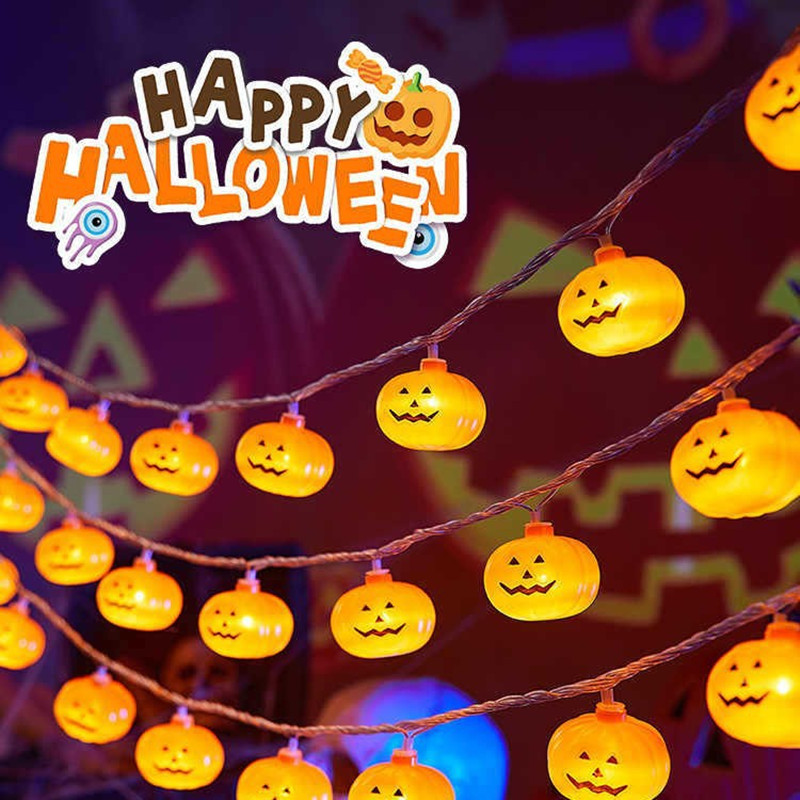 Outdoor Lighting For Front Of House - Lampu senar LED labu Halloween 40