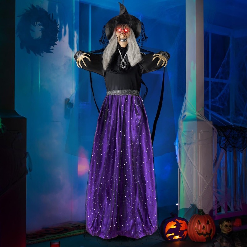 Outdoor Lighting For Front Of House - Dekorasi Halloween Animatronik Penyihir Animasi 47'',