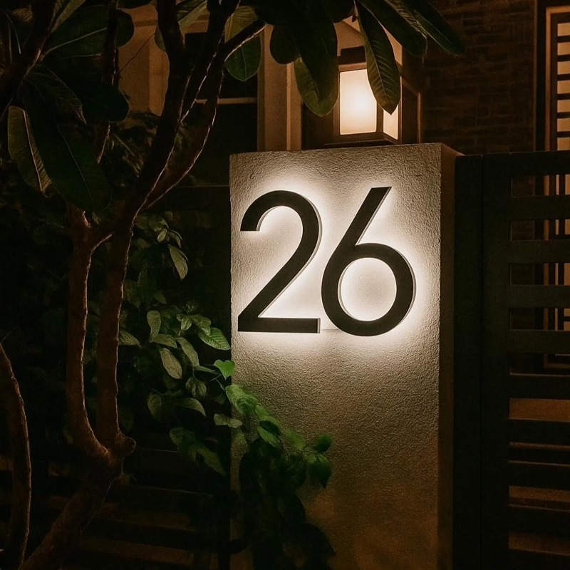 Outdoor Lighting For Front Of House - Nomor Rumah Modern LED, Tanda Nomor