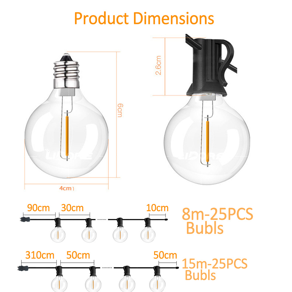 Lampu Tali Globe G40 8M/15M 25 - Outdoor Lighting For Backyard ulasan dan harga